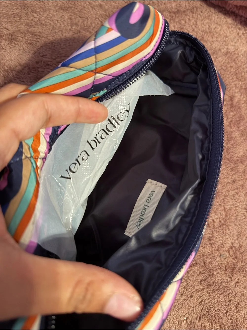 Vera Bradley Purple Multi-Stripe Quilted Cosmetic Pouch